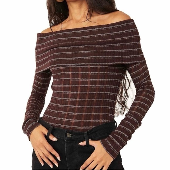 Free People Tops - Free People Girlfriend Ribbed Top Size XS Chocolate Brown